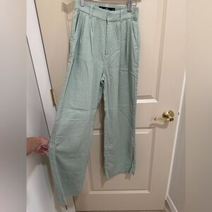 Hollister XS Green ultra high rise wide leg pants